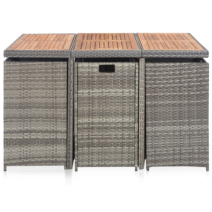 Set mobilier de exterior cu perne, 11 piese, gri, poliratan - WALTI WALTI
