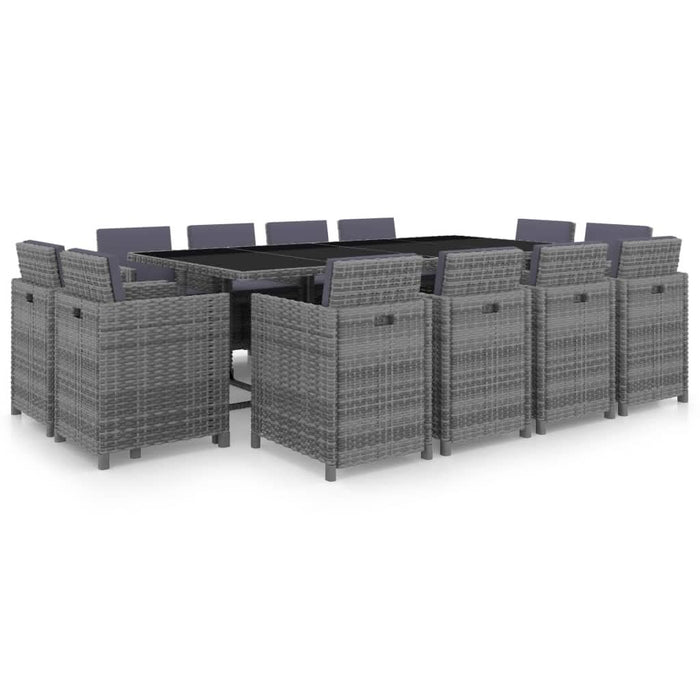 Set mobilier de exterior cu perne 13 piese, antracit, poliratan - WALTI WALTI