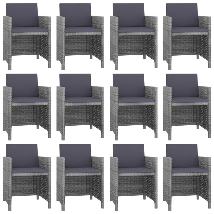 Set mobilier de exterior cu perne 13 piese, antracit, poliratan - WALTI WALTI