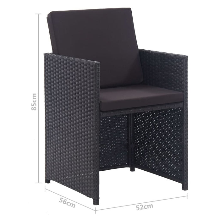 Set mobilier de exterior cu perne, 13 piese, negru, poliratan - WALTI WALTI
