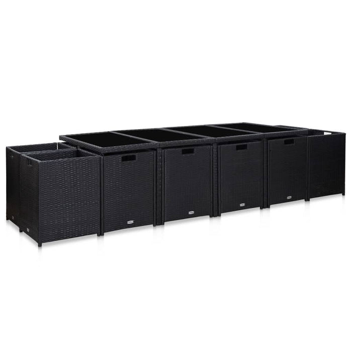 Set mobilier de exterior cu perne, 13 piese, negru, poliratan - WALTI WALTI