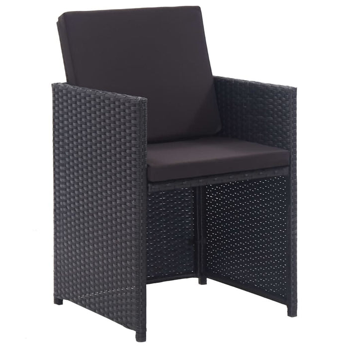 Set mobilier de exterior cu perne, 13 piese, negru, poliratan - WALTI WALTI