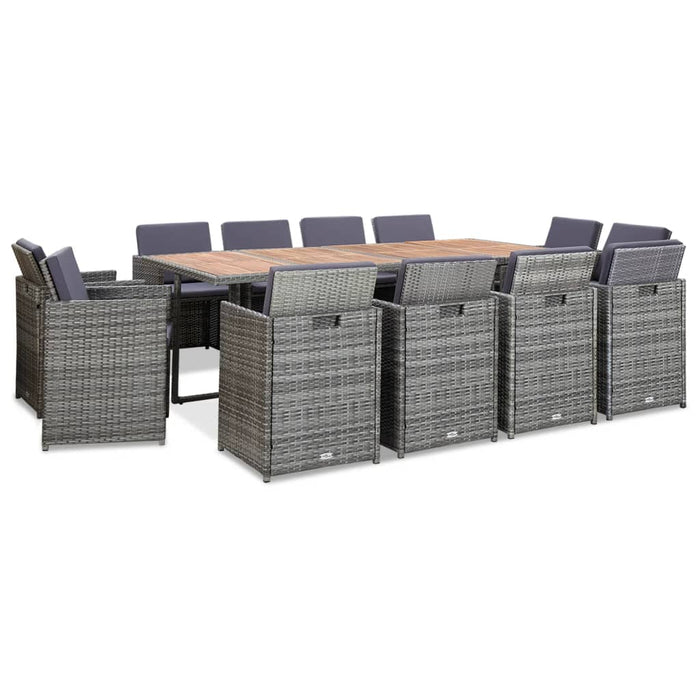 Set mobilier de exterior cu perne 13 piese, antracit, poliratan - WALTI WALTI