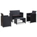 Set mobilier de grădină cu perne, 4 piese, negru, poliratan - WALTI WALTI