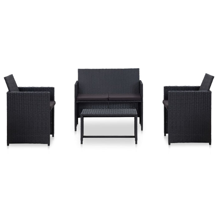 Set mobilier de grădină cu perne, 4 piese, negru, poliratan - WALTI WALTI