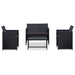 Set mobilier de grădină cu perne, 4 piese, negru, poliratan - WALTI WALTI
