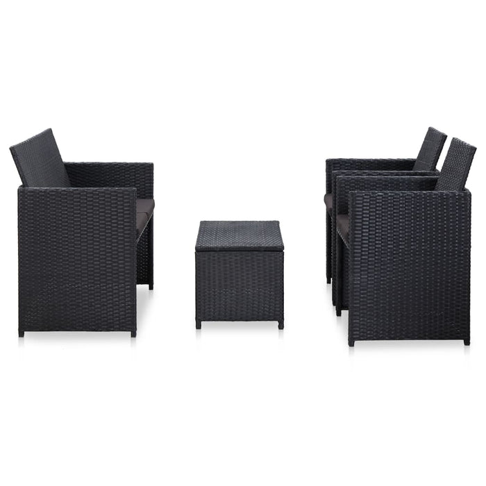 Set mobilier de grădină cu perne, 4 piese, negru, poliratan - WALTI WALTI