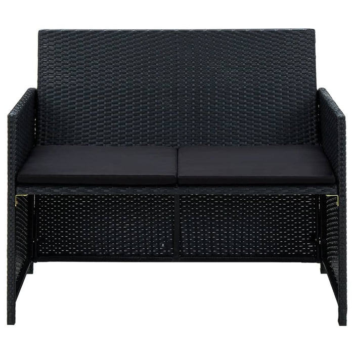 Set mobilier de grădină cu perne, 4 piese, negru, poliratan - WALTI WALTI
