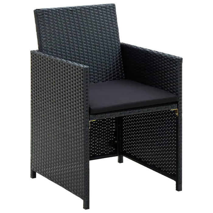 Set mobilier de grădină cu perne, 4 piese, negru, poliratan - WALTI WALTI