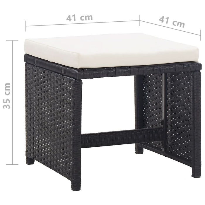 Taburete de grădină cu perne, 2 buc., negru, poliratan - WALTI WALTI