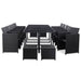 Set mobilier de exterior cu perne, 15 piese, negru, poliratan - WALTI WALTI