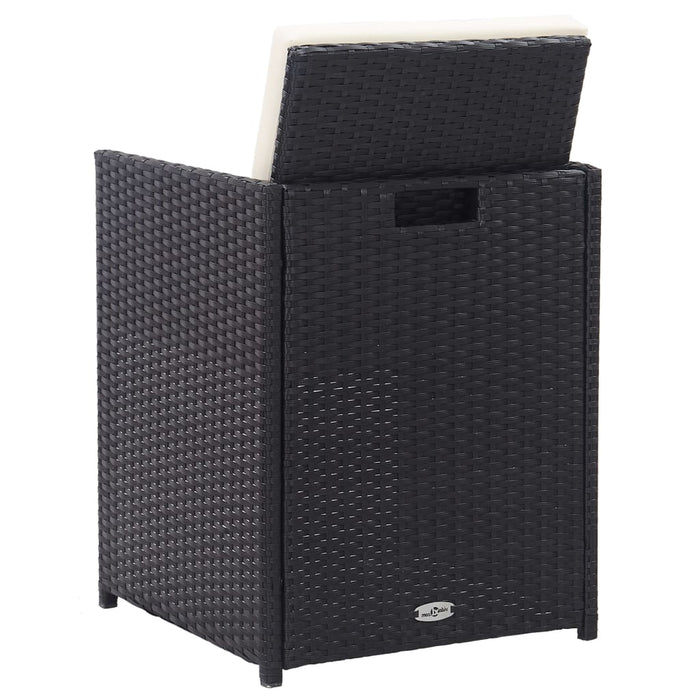 Set mobilier de exterior cu perne, 15 piese, negru, poliratan - WALTI WALTI