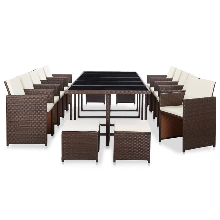 Set mobilier de grădină cu perne, 15 piese, maro, poliratan - WALTI WALTI