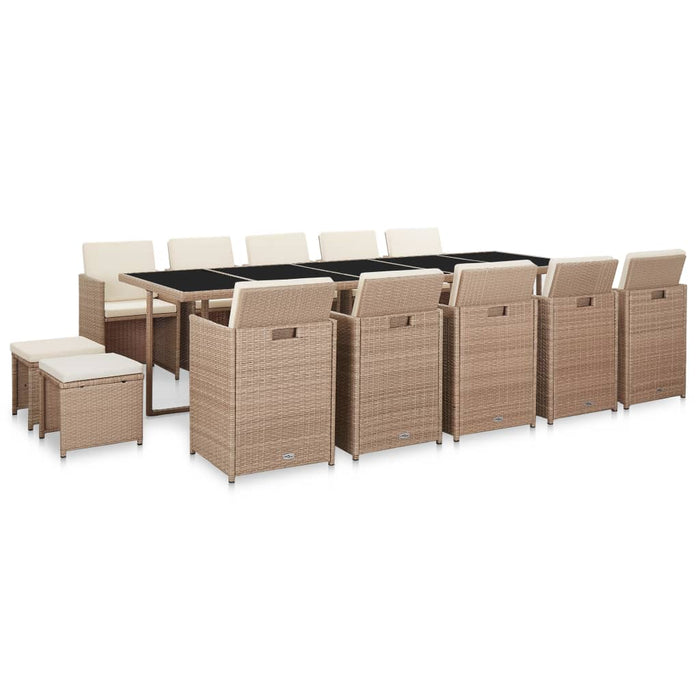 Set mobilier de exterior cu perne, 15 piese, bej, poliratan - WALTI WALTI