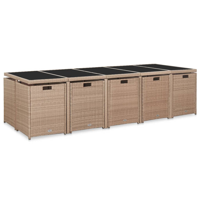 Set mobilier de exterior cu perne, 15 piese, bej, poliratan - WALTI WALTI