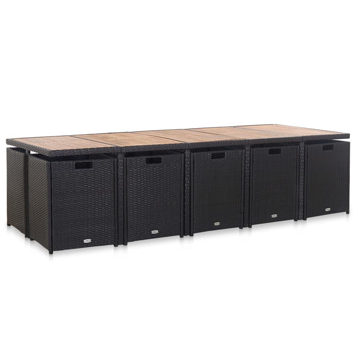 Set mobilier de exterior cu perne, 15 piese, negru, poliratan - WALTI WALTI