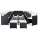 Set mobilier de exterior cu perne, 17 piese, negru, poliratan - WALTI WALTI