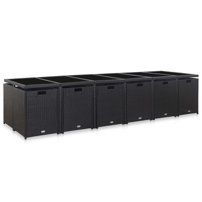 Set mobilier de exterior cu perne, 17 piese, negru, poliratan - WALTI WALTI