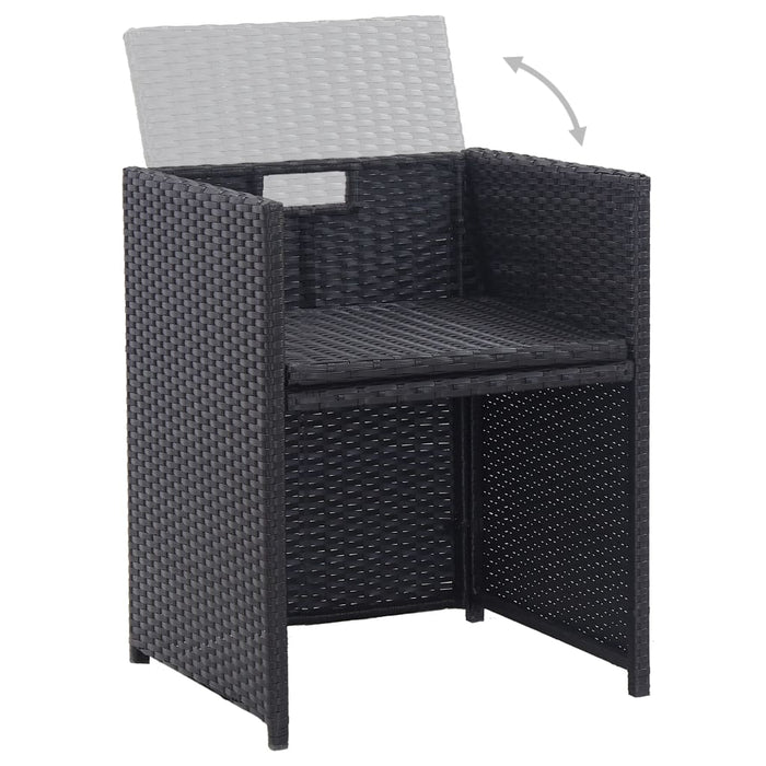 Set mobilier de exterior cu perne, 17 piese, negru, poliratan - WALTI WALTI