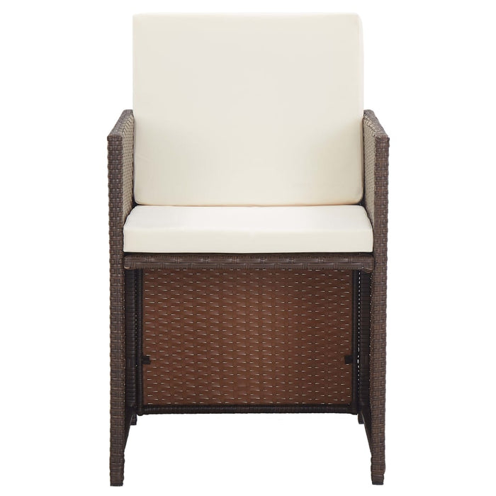Set mobilier de exterior cu perne, 17 piese, maro, poliratan - WALTI WALTI