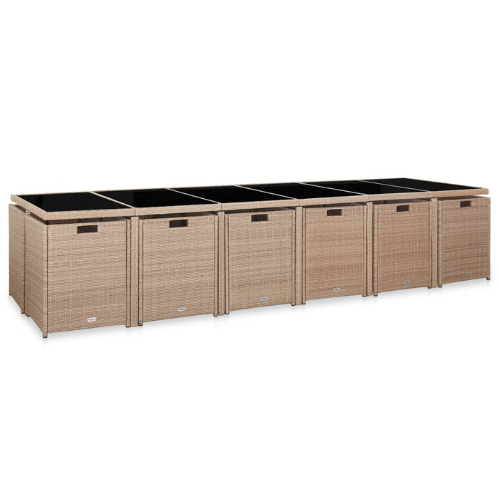 Set mobilier de exterior cu perne, 17 piese, bej, poliratan - WALTI WALTI