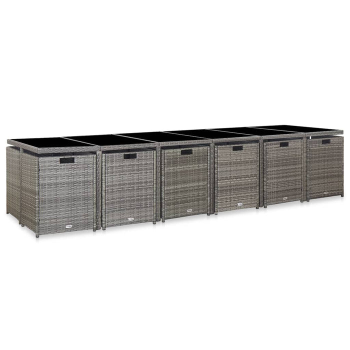 Set mobilier de exterior cu perne, 17 piese, gri, poliratan - WALTI WALTI