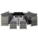 Set mobilier de exterior cu perne, 17 piese, gri, poliratan - WALTI WALTI