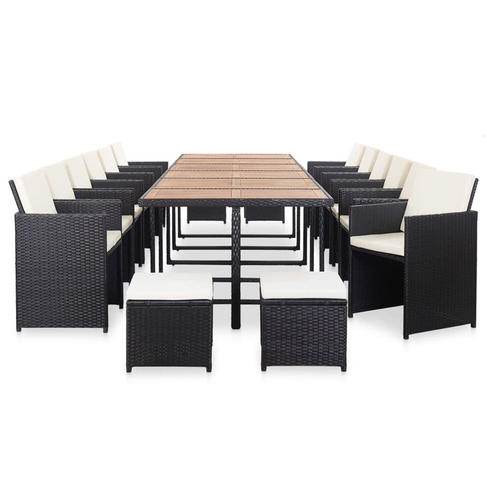 Set mobilier de exterior cu perne, 17 piese, negru, poliratan - WALTI WALTI