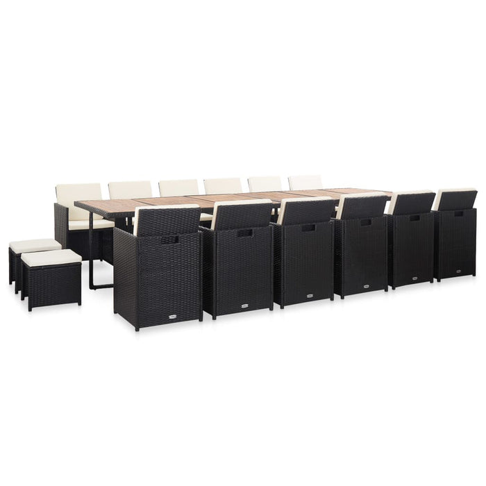 Set mobilier de exterior cu perne, 17 piese, negru, poliratan - WALTI WALTI