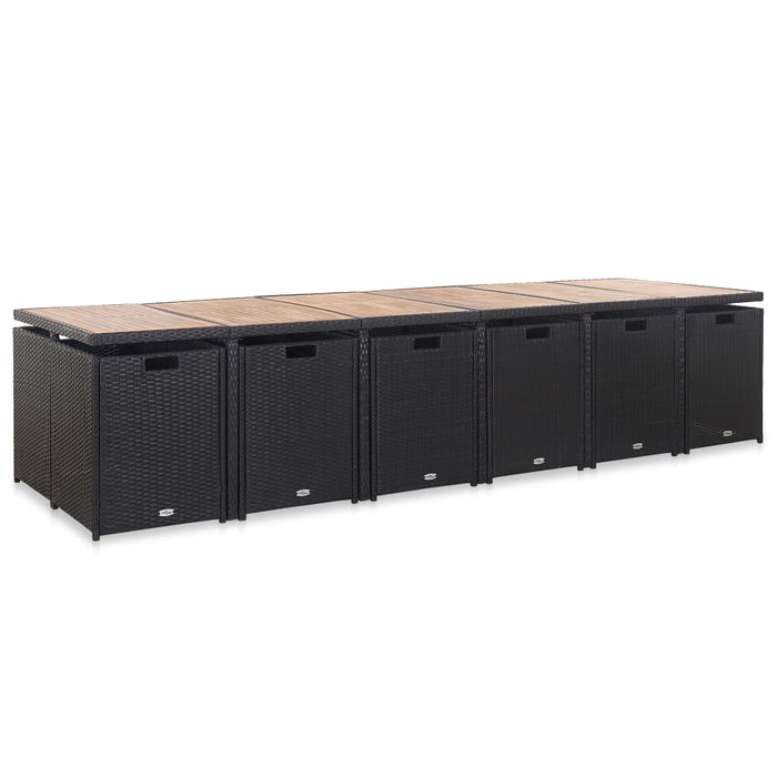 Set mobilier de exterior cu perne, 17 piese, negru, poliratan - WALTI WALTI