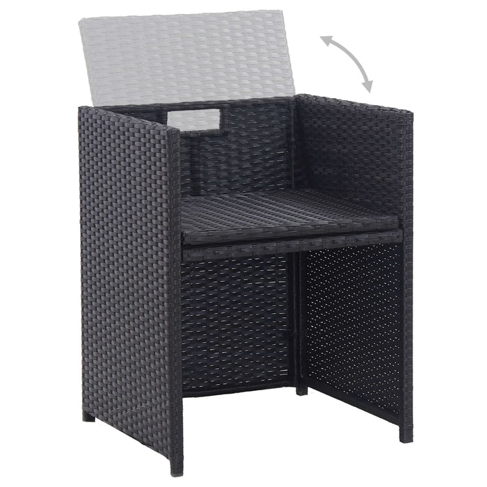 Set mobilier de exterior cu perne, 17 piese, negru, poliratan - WALTI WALTI