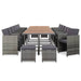 Set mobilier de exterior cu perne, 17 piese, gri, poliratan - WALTI WALTI