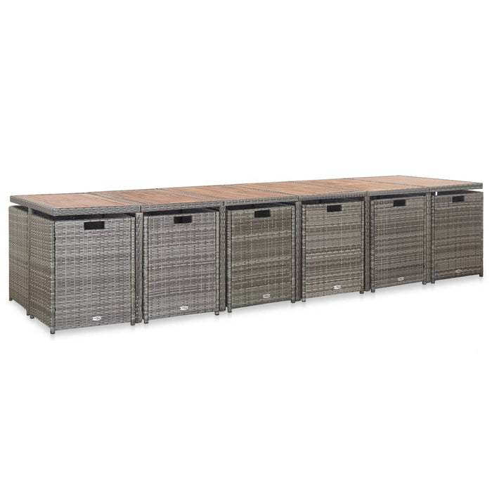 Set mobilier de exterior cu perne, 17 piese, gri, poliratan - WALTI WALTI