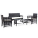 Set mobilier de grădină cu perne, 4 piese, negru, poliratan - WALTI WALTI