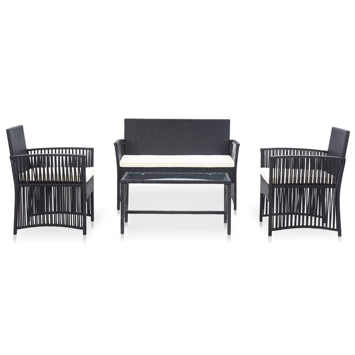Set mobilier de grădină cu perne, 4 piese, negru, poliratan - WALTI WALTI