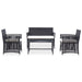 Set mobilier de grădină cu perne, 4 piese, negru, poliratan - WALTI WALTI