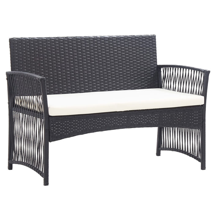 Set mobilier de grădină cu perne, 4 piese, negru, poliratan - WALTI WALTI