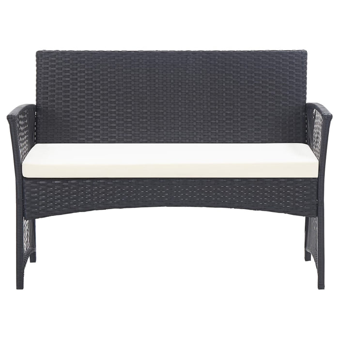 Set mobilier de grădină cu perne, 4 piese, negru, poliratan - WALTI WALTI