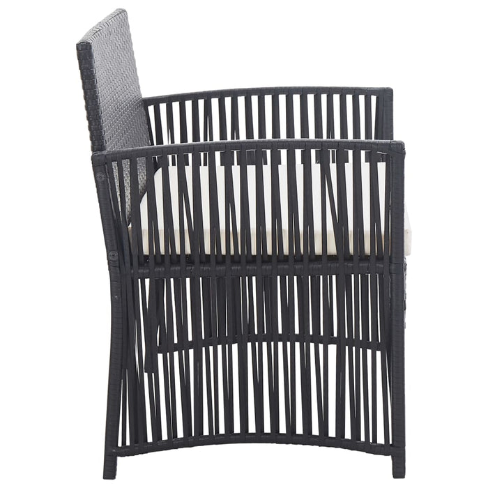 Set mobilier de grădină cu perne, 4 piese, negru, poliratan - WALTI WALTI