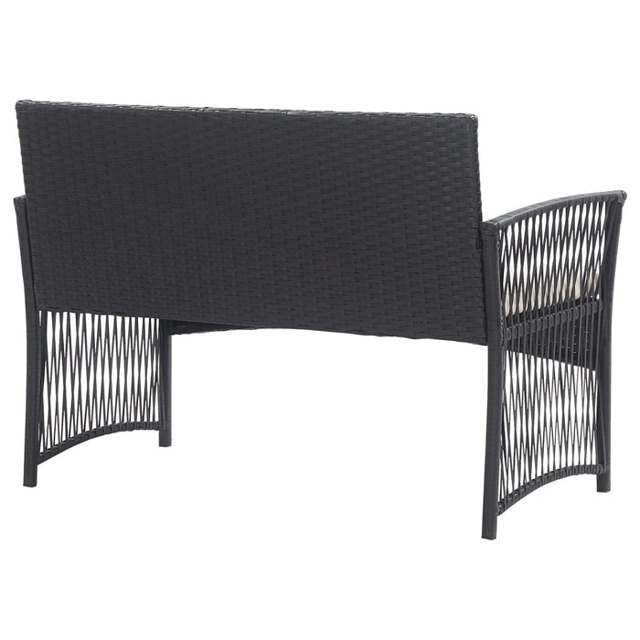 Set mobilier de grădină cu perne, 4 piese, negru, poliratan - WALTI WALTI
