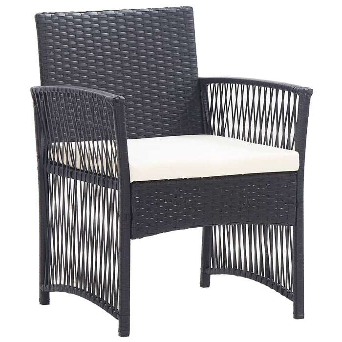 Set mobilier de grădină cu perne, 4 piese, negru, poliratan - WALTI WALTI
