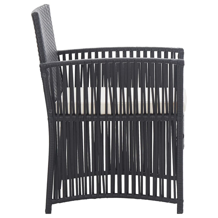 Set mobilier de grădină cu perne, 4 piese, negru, poliratan - WALTI WALTI