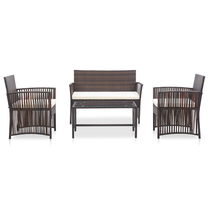 Set mobilier de grădină cu perne, 4 piese, maro, poliratan - WALTI WALTI