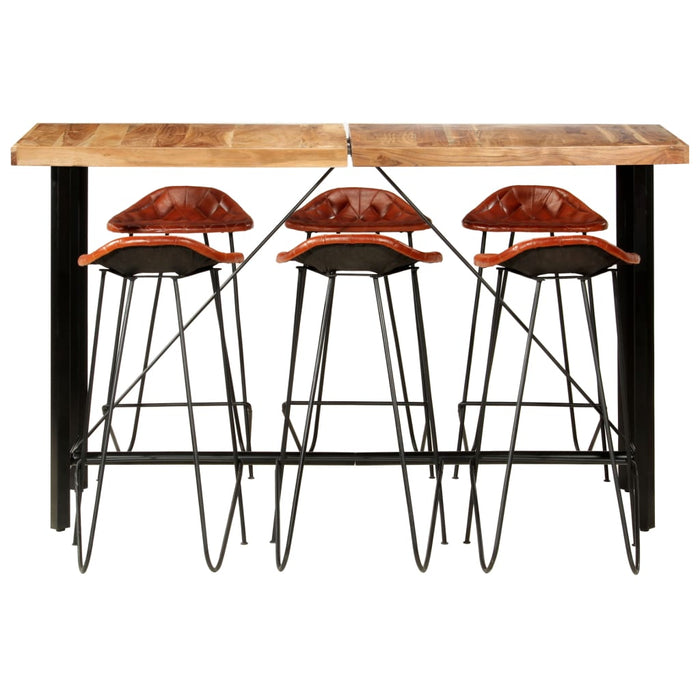 Set mobilier de bar, 7 piese, lemn masiv și piele naturală - WALTI WALTI