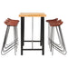 Set mobilier de bar, 7 piese, lemn masiv și piele naturală - WALTI WALTI