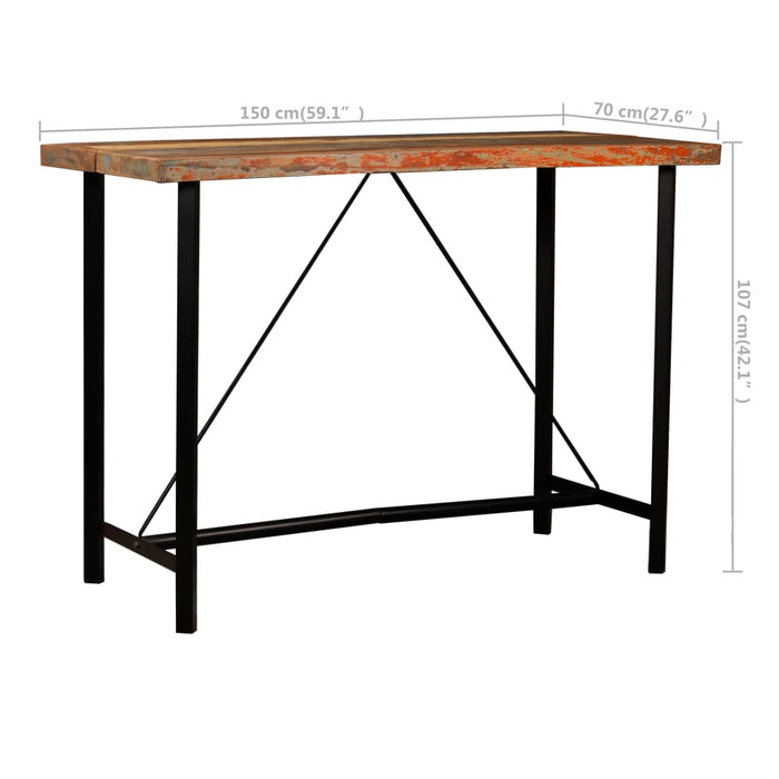 Set mobilier bar 7 piese, lemn masiv reciclat & piele naturală - WALTI WALTI