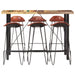 Set mobilier bar 7 piese, lemn masiv reciclat & piele naturală - WALTI WALTI