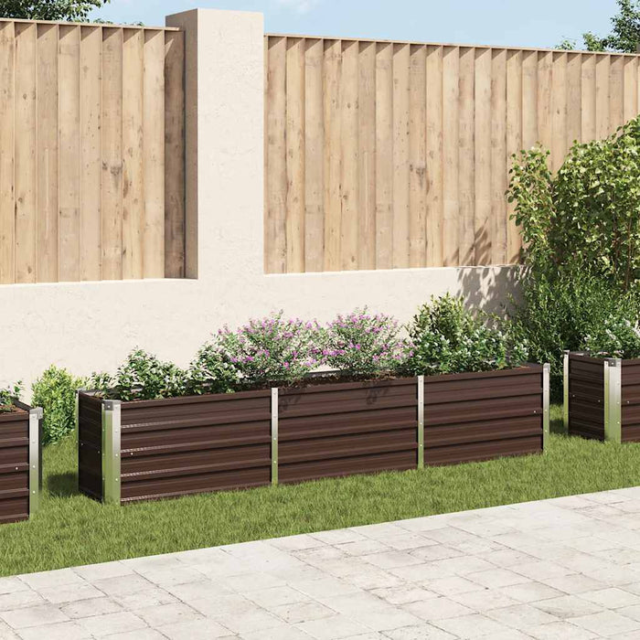 Strat înălțat de grădină maro 240 x 40 x 45 cm oțel galvanizat - WALTI WALTI