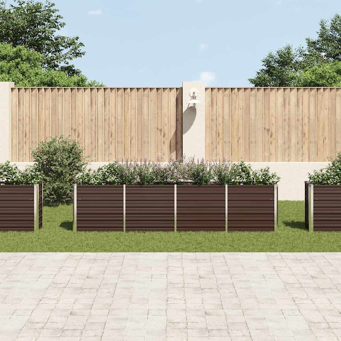 Strat înălțat grădină, maro, 320x40x77 cm, oțel galvanizat - WALTI WALTI