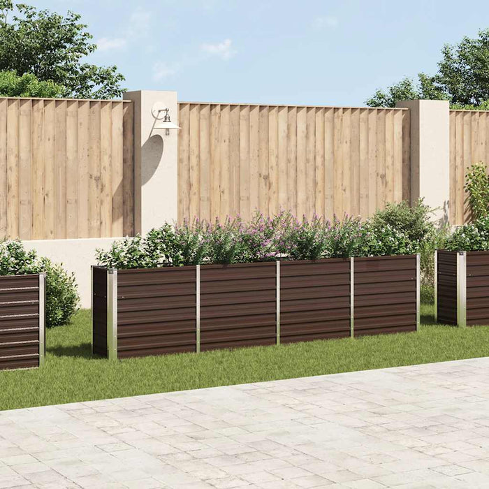 Strat înălțat grădină, maro, 320x40x77 cm, oțel galvanizat - WALTI WALTI